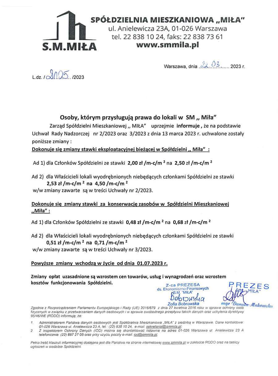 zmiany stawek marzec 2023